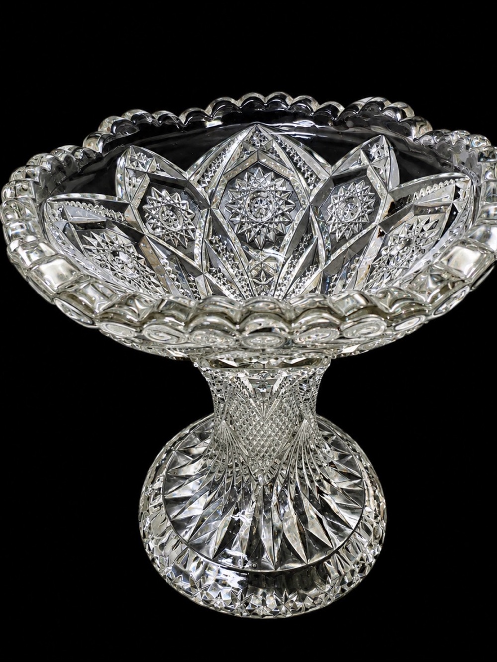Antique American Brilliant Period Cut Glass Compote